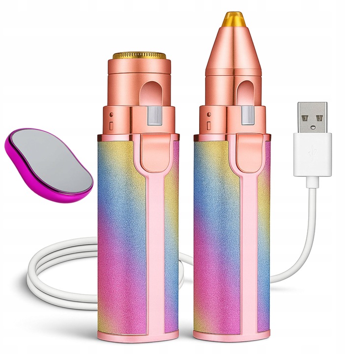 Golarka damska I trymer 2w1 do brwi twarzy i ciała I USB LED bez