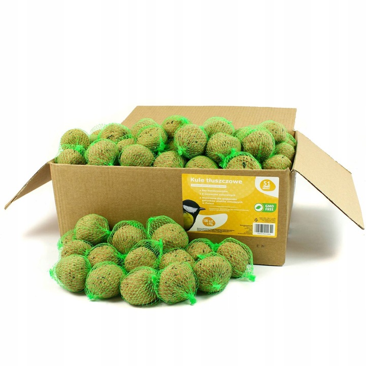 KULE TŁUSZCZOWE DLA PTAKÓW 100 SZTUK KARMA ZE SŁONECZNIK ZIARNO DO KARMNIK