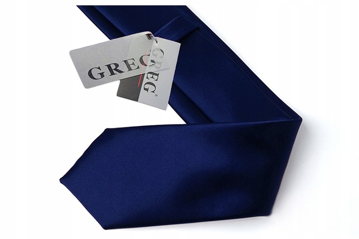 ULTRA SLIM! GRANATOWY Wąski Śledź Krawat Męski Gładki Greg ŻAKARDOWY