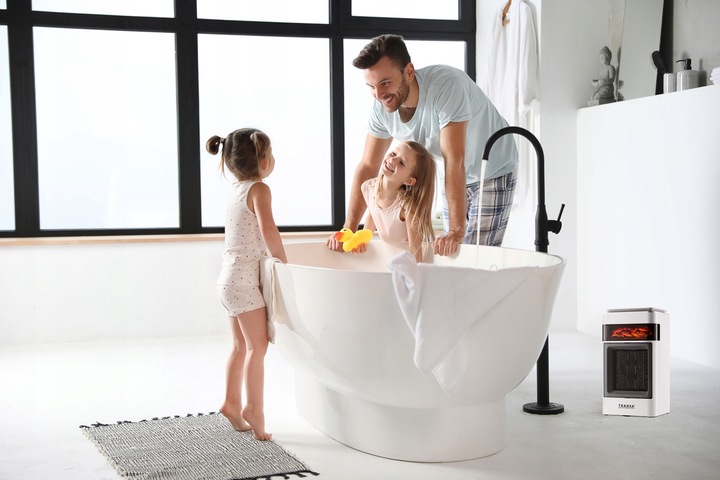 Termowentylator Grzejnik ceramiczny FARELKA Efekt Płomienia Panel LCD