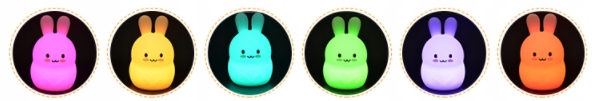 LAMPKA NOCNA KRÓLIK DLA DZIECI KOLOROWA SILIKONOWA z PILOTEM RGB MIĘKKA LED