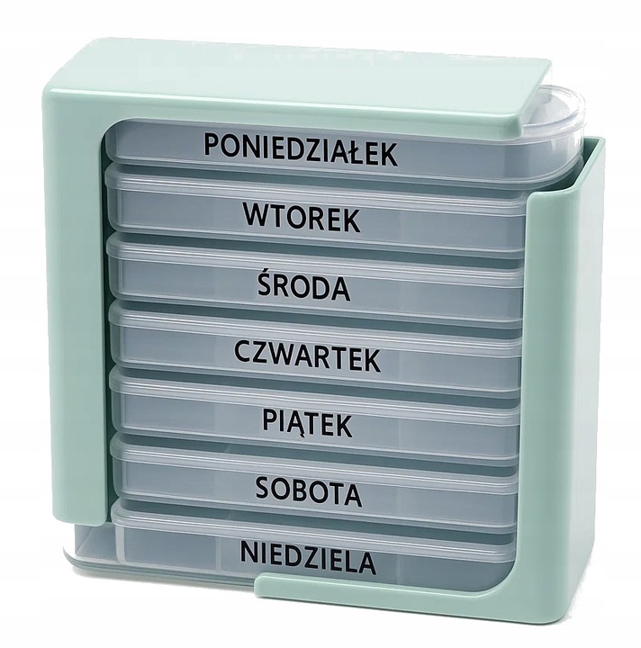 Pojemnik na leki kasetka plastikowa na tabletki 7 dni 4 pory dnia