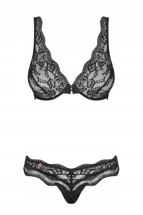 Obsessive Luvae czarny biustonosz i stringi S/M
