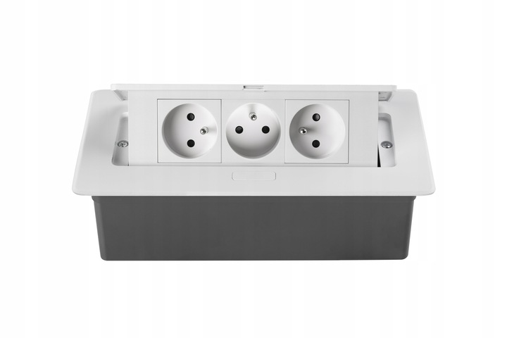 GNIAZDO WPUSZCZANE CHOWANE W BLAT GTV NABLATOWE POTRÓJNE 3G BIAŁE KOMBIBOX