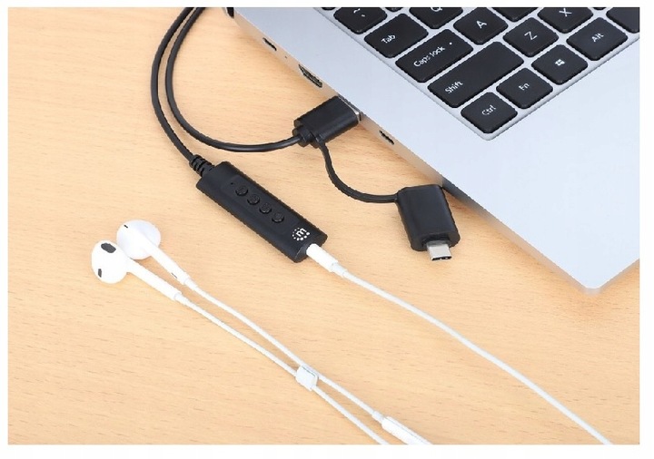 Manhattan Adapter Karta Dźwiękowa USB-C/A Audio Stereo 3.5 mm TRRS 1 m