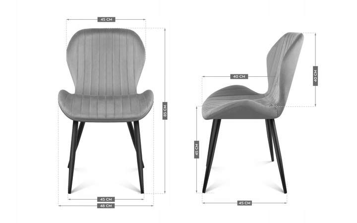 Krzesło welurowe tapicerowane MARK ADLER szare do jadalni salonu loft