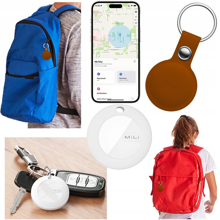 Lokalizator GPS MiTag MiLi do iOS iPhone Apple + Etui do plecaka
