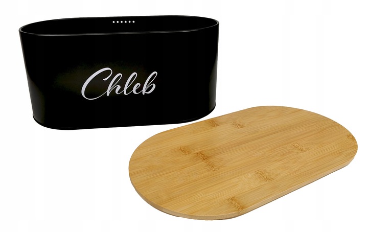 CHLEBAK POJEMNIK NA PIECZYWO Z POKRYWĄ DESKĄ DO KROJENIA CZARNY CH01