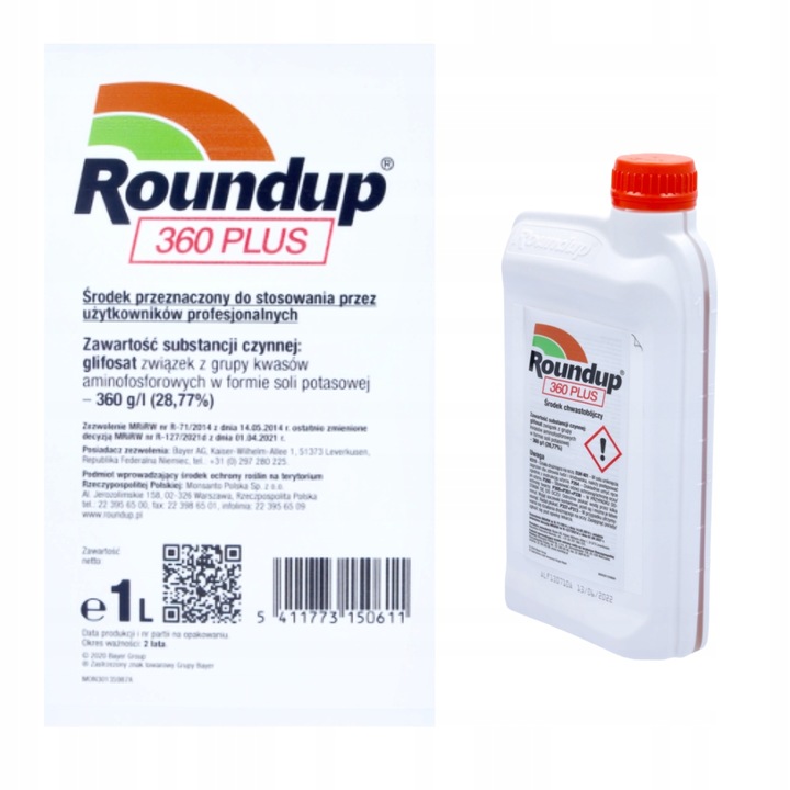 ROUNDUP 360PLUS GLIFOSAT RANDAP 1L PREPARAT NA UCIĄŻLIWE CHWASTY
