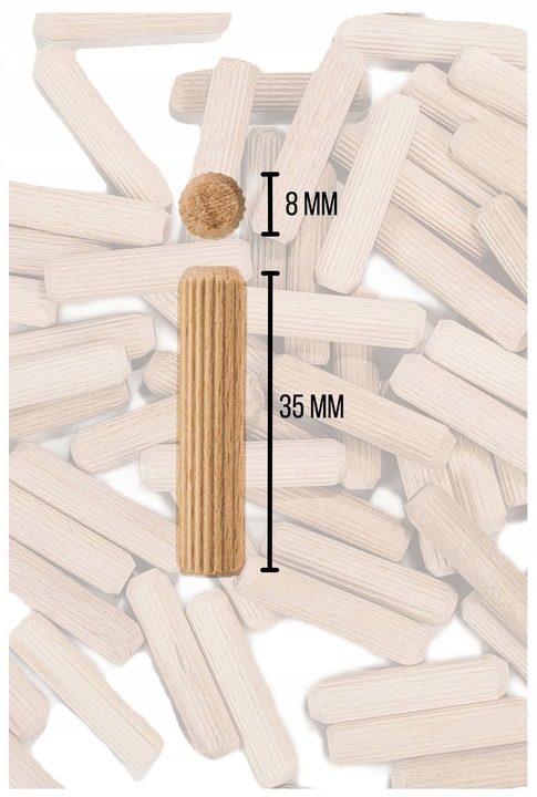 drewniane kołki dyble do mebli długość 35mm fi 8mm 1kg 1000g