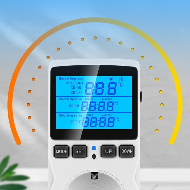 TERMOSTAT ELEKTRONICZNY REGULATOR TEMPERATURY GNIAZDO SIECI 230V max. 3680W