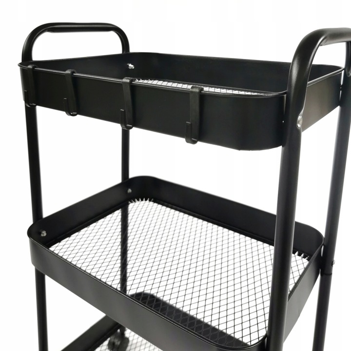 Wózek kuchenny łazienkowy na kółkach z kółkami czarny regał szafka