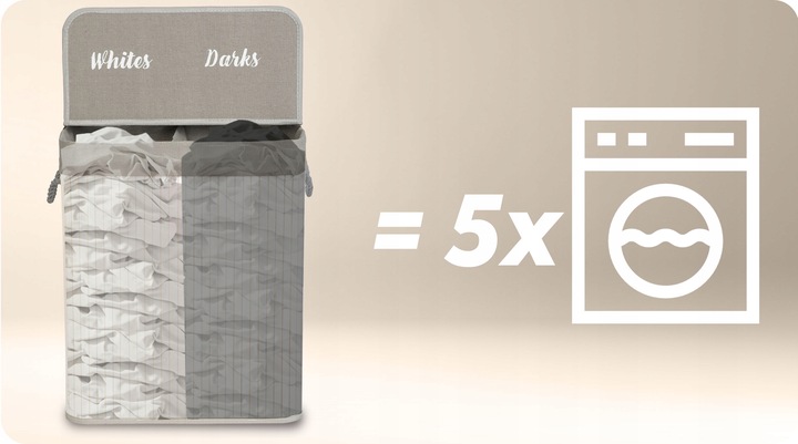 BAMBUSOWY KOSZ NA PRANIE BIELIZNĘ DUŻY POJEMNIK Z POKRYWĄ 2 KOMORY 100L