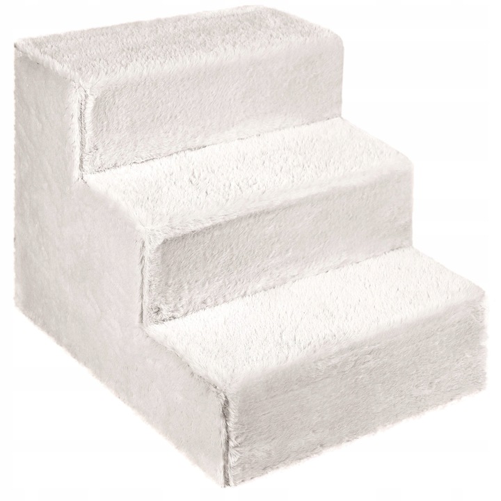 Schodki dla psa 3-stopnie tapicerowane jasnoszare podest dla psa do kanapy