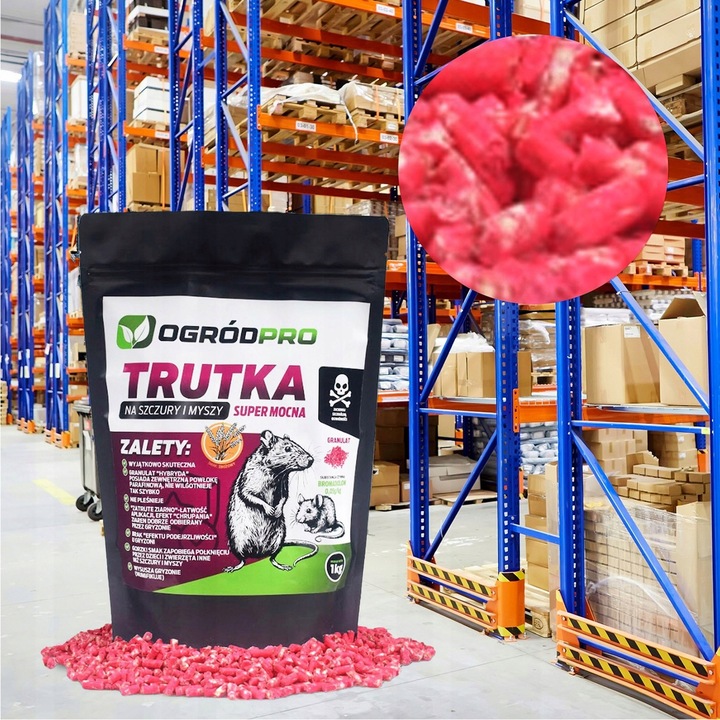 TRUTKA MEGA MOCNA GRANULAT Na Szczury Myszy Gryzonie Deratyzacja 1 KG
