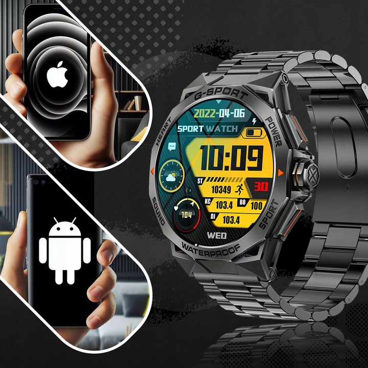 SMARTWATCH ZEGAREK MĘSKI MENU PL SPORT PULS ROZMOWY SMART WATCH