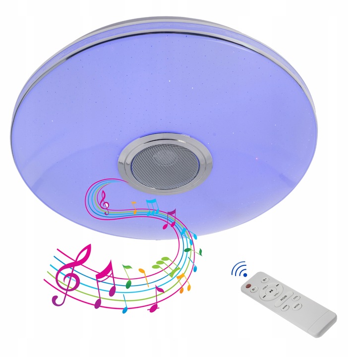 Lampa plafon LED RGB GŁOŚNIK Bluetooth 40w + PILOT
