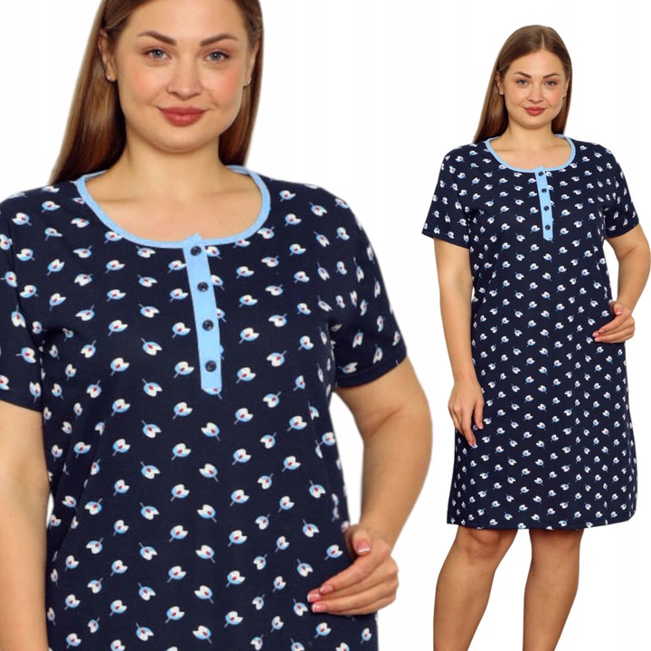 KOSZULA NOCNA 4 guziki LINIA PLUS SIZE nadwymiar DUŻA ROZMIARÓWKA duże XL