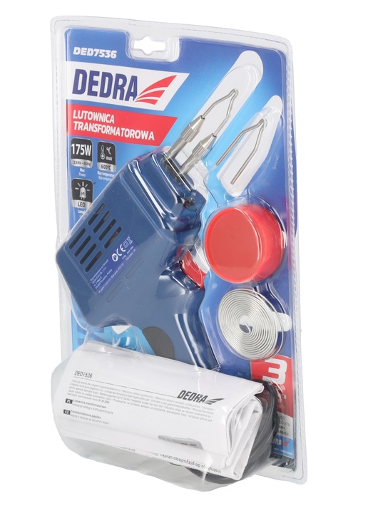 LUTOWNICA TRANSFORMATOROWA DEDRA 600°C Zestaw Cyna Pasta lutownicza