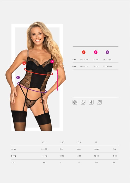Obsessive Sharlotte Gorset sznurowany Stringi L/XL