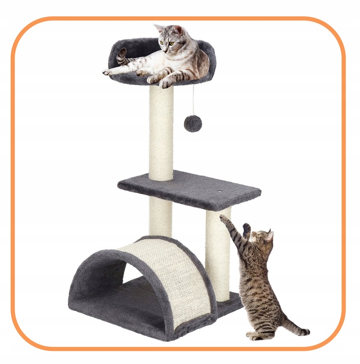 DRAPAK DLA KOTA LEGOWISKO DOMEK WIEŻA DUŻY SŁUPEK 3 POZIOMY+ZABAWKA SZNUREK