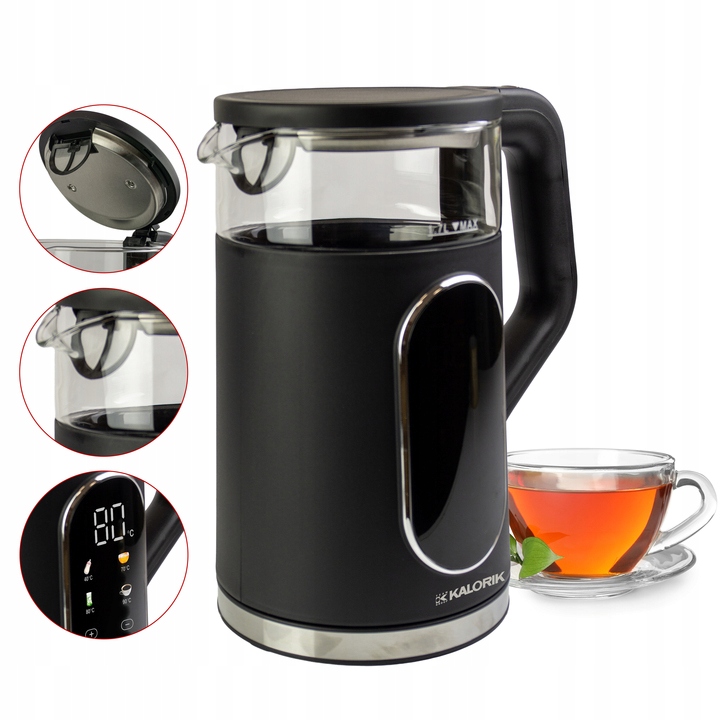 CZAJNIK ELEKTRYCZNY REGULACJA TEMPERATURY DIGITAL CZARNY 1,7L 2200W