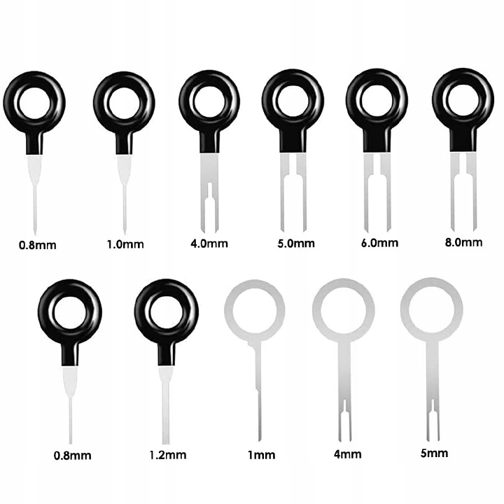 ZESTAW 100SZT KLUCZE WYJMAKI DO PINÓW KONEKTORÓW KOSTEK DEMONTAŻ