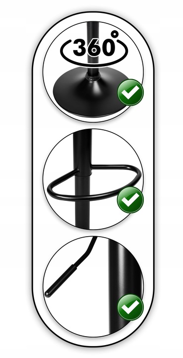 KRZESŁO BAROWE OBROTOWE REGULOWANE PIKOWANE HOKER WELUROWY CZARNY