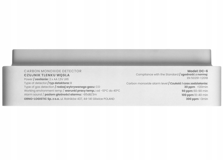 CZUJNIK CZADU DETEKTOR TLENKU WĘGLA GAZU CO 10 LAT + TERMOMETR + BATERIE