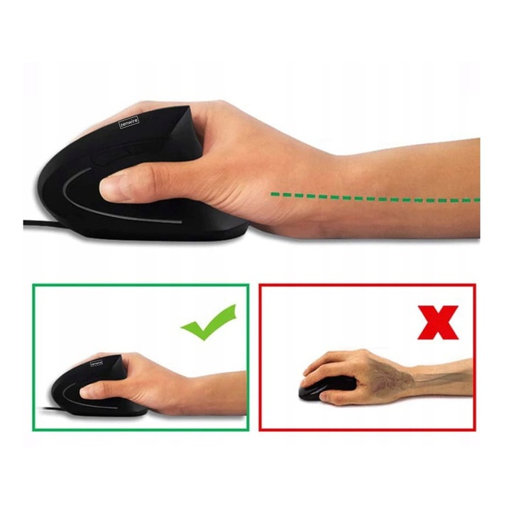 MYSZKA Pionowa Wertykalna MYSZ Ergonomiczna Przewodowa USB Cicha Zenwire