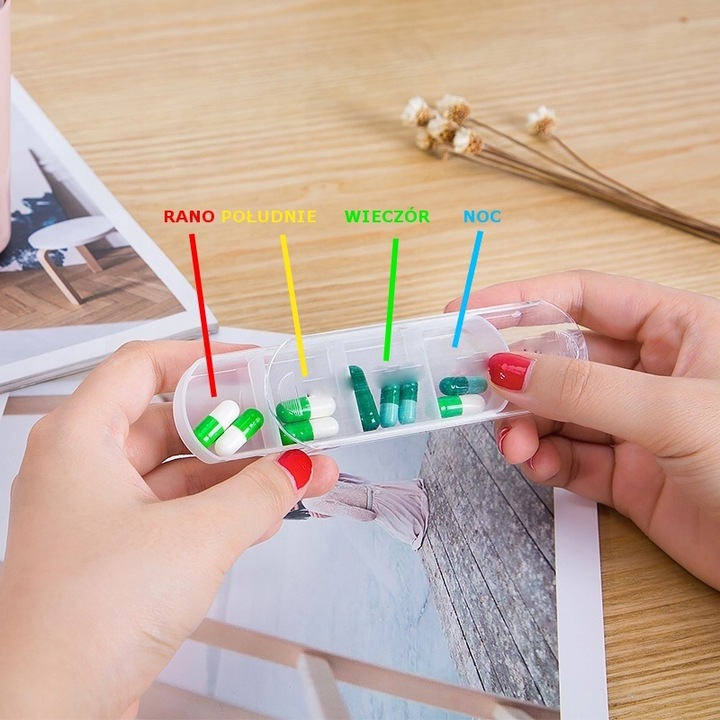 Pojemnik na leki kasetka pudełko na tabletki 7 dni 4 pory dnia