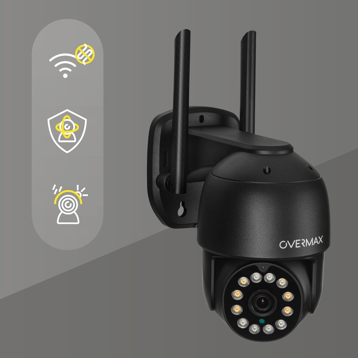 KAMERA ZEWNĘTRZNA OBROTOWA ULTRA HD WIFI 4MPx 4x ZOOM 2.5K PTZ IP66 CZARNA