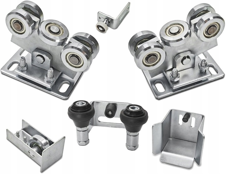 WÓZKI DO BRAMY PRZESUWNEJ 80x80 5 ROLKOWE TRWAŁE ROLKI STALOWE DO 600KG WDB