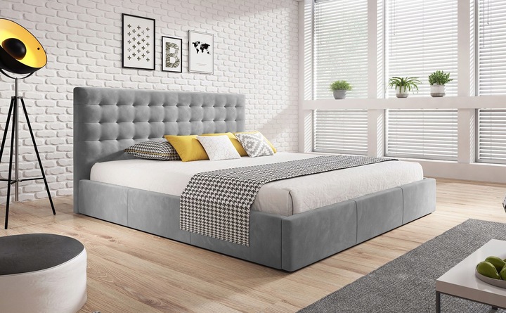 ŁOŻKO TAPICEROWANE VERO Z PODNOSZONYM STELAŻEM POJEMNIKIEM POŚCIEL 160x200