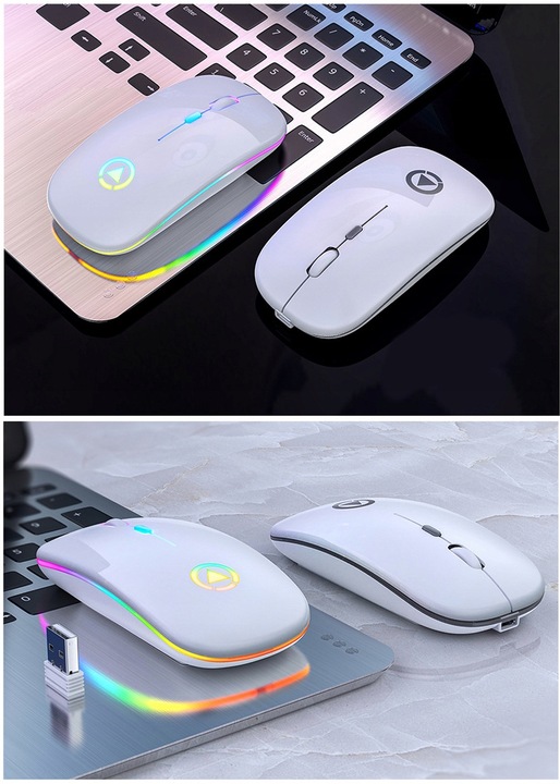 MYSZKA BEZPRZEWODOWA MYSZ OPTYCZNA SLIM LED CICHA BEZKLIKOWA 1600dpi