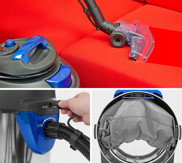 ODKURZACZ PIORĄCY DO TAPICERKI DYWANÓW 10W1 ZESTAW SSAWEK MOCNY PŁYN 1L