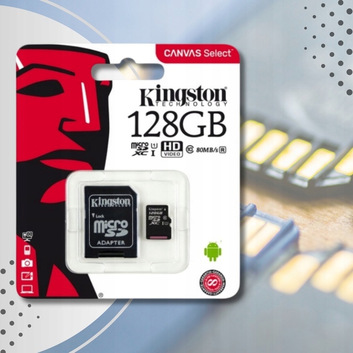 Karta pamięci Micro SD 128GB KINGSTON SDCS2 C10 V10 A1 100Mb/s Adapter