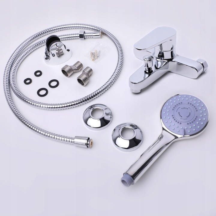 Bateria wannowa ścienna chrom srebrna z prysznicem kran do wanny YOKA