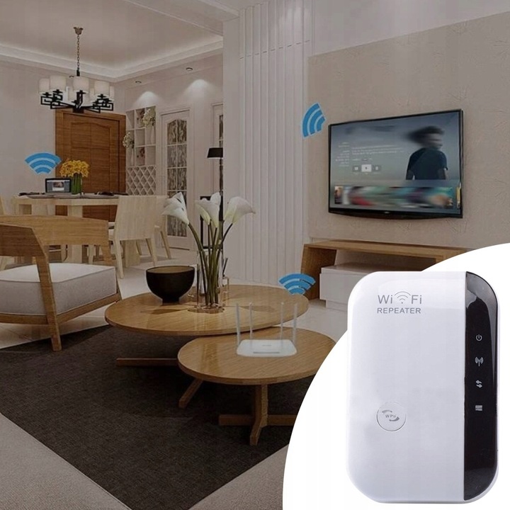 WZMACNIACZ SYGNAŁU Wi-Fi MOCNY REPEATER 300MB/S 2 TRYBY FUNKCJA WPS