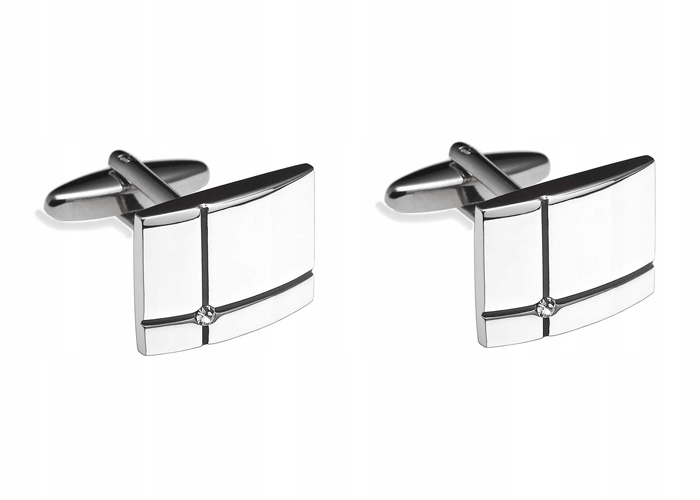 MODNE KLUBOWE + PUDEŁKO Stalowe Spinki Spinka do Mankietów Koszuli GREG D56