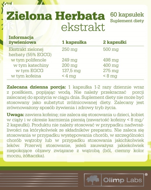 Olimp Zielona Herbata ekstrakt 60 kapsułek