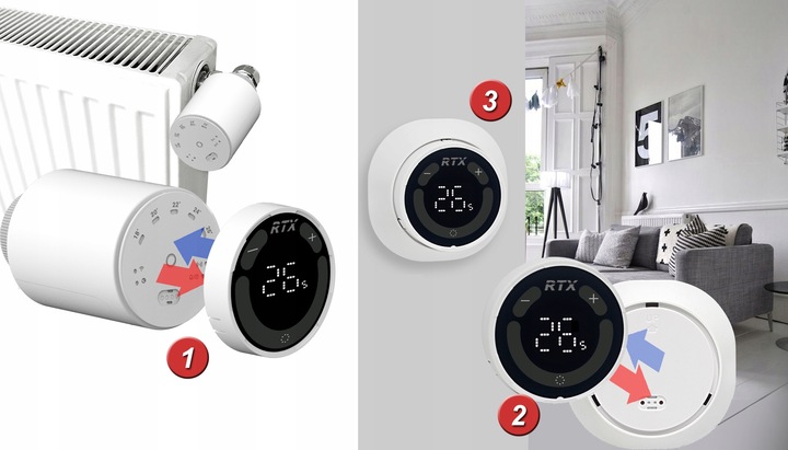 Głowica Termostat RTX do Grzejnika i Podłogówki +Zdalny Czujnik ZigBee