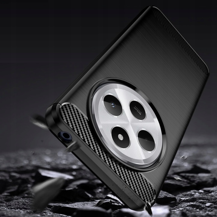 ETUI DO XIAOMI REDMI 14C | PANCERNE KARBON CASE CZARNE +SZKŁO HARTOWANE 9H