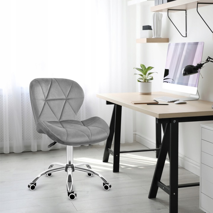 Fotel biurowy obrotowy MARK ADLER szary welurowy tapicerowany do