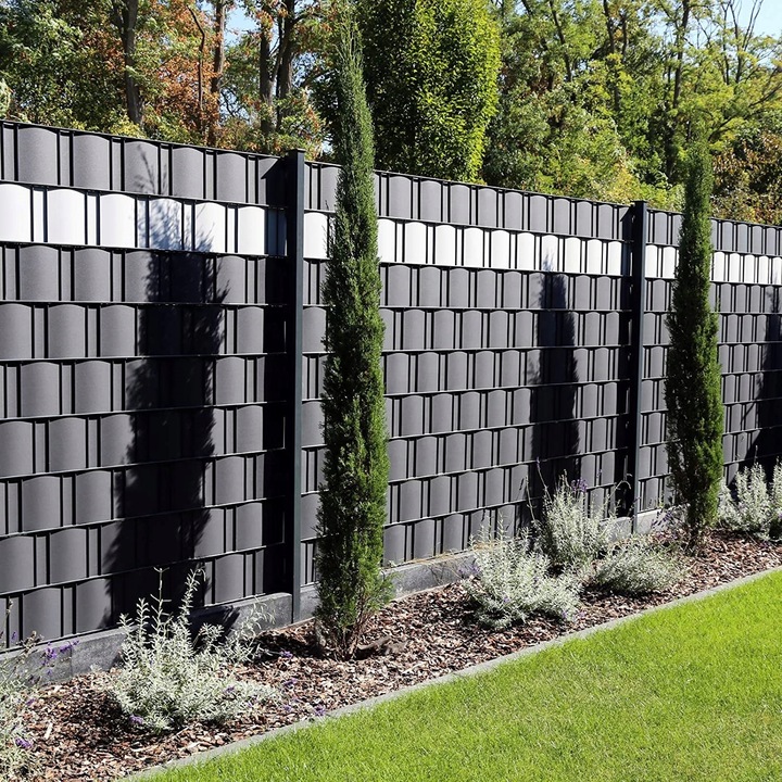 Taśma ogrodzeniowa na płot ogrodzenie wąska 4,75cm x35m antracyt UV +klipsy