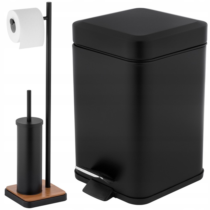 Zestaw łazienkowy KOSZ NA ŚMIECI stojak NA PAPIER TOALETOWY szczotka DO WC