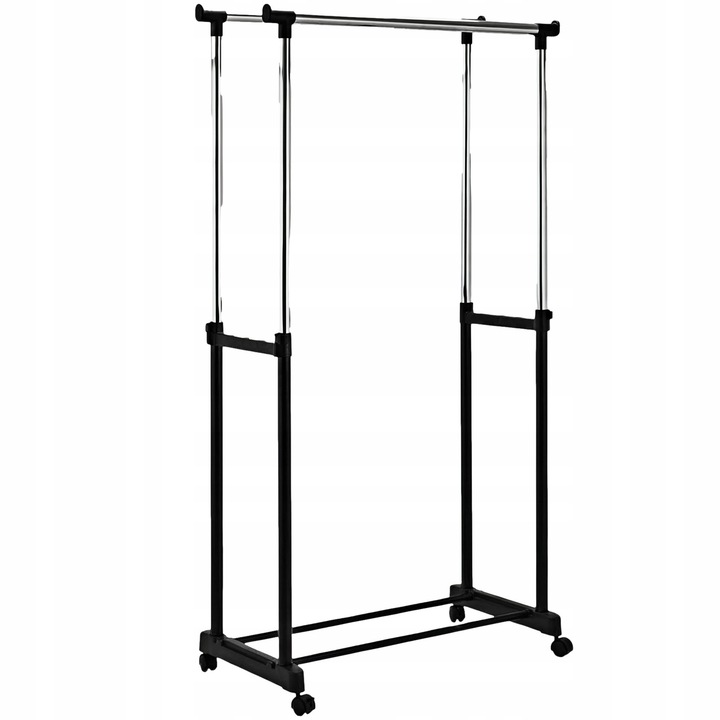 WIESZAK PODWÓJNY STOJĄCY NA KÓŁKACH UBRANIA STOJAK DO PRZEDPOKOJU