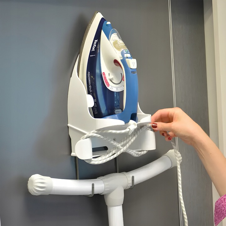 Uchwyt ścienny do żelazka i deski do prasowania, wieszak IRONIX biały