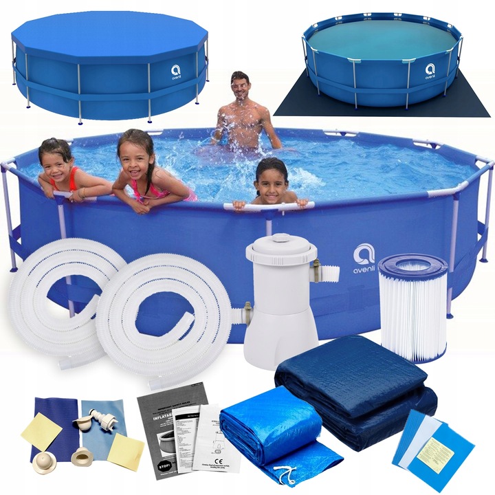 Basen OGRODOWY 366 x 76 cm Stelażowy ZESTAW 16w1