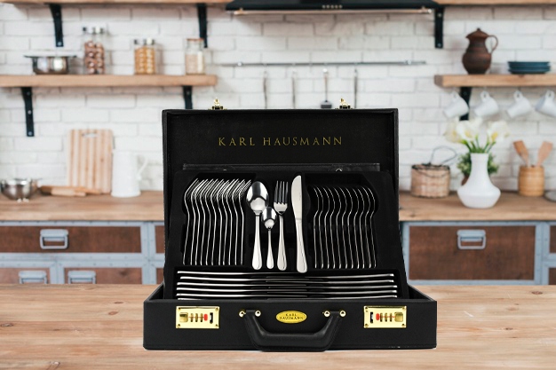 KOMPLET SZTUĆCÓW 72 EL WALIZKA DLA 12 OSÓB zestaw srebrne sztućce